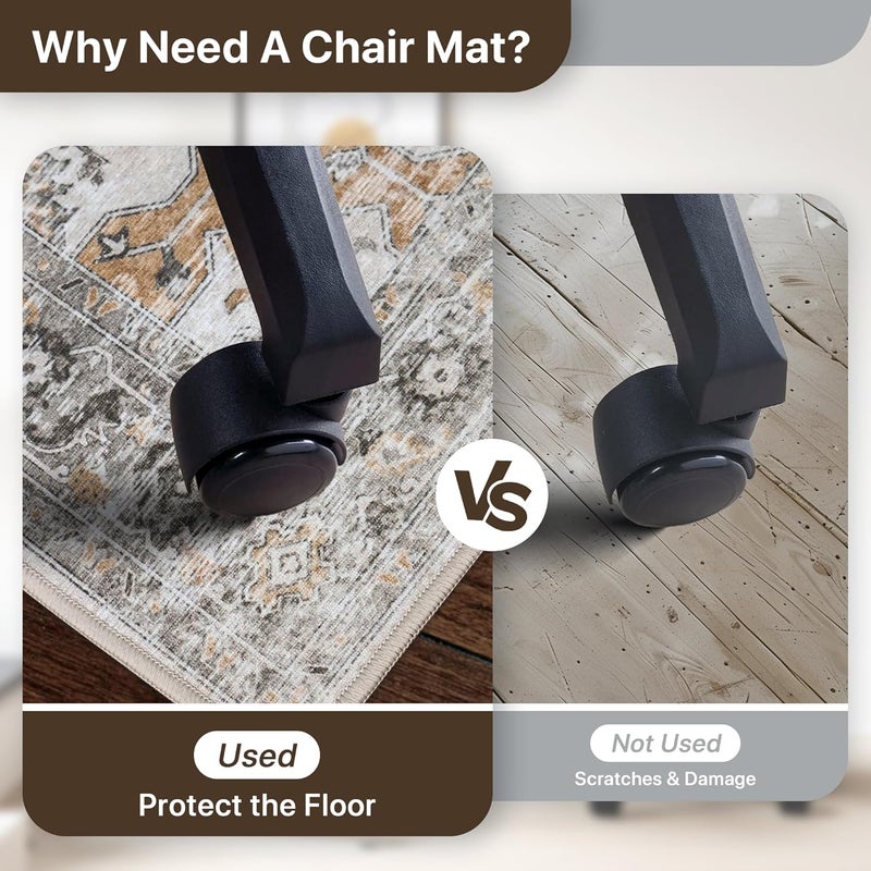 BESBLEE 48"x60" Office Chair Mat for Hardwood Tile Floor, Under Desk Carpet Protector for Rolling Computer Chair Mat, Machine Washable Area Rug, Anti-Slip 1/5" Thick Low Pile Thin Vinyl Floor Mat, Taupe - Image 4